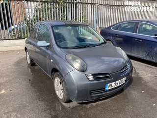 Location: Hayes - 2005 NISSAN MICRA URBIS 3 Door Hatchback REG: NL05DKJ, Keys: No, MOT Expiry date: 02/06/2026, 1240 Petrol, 5 Speed Manual Petrol, Former Keepers: 7