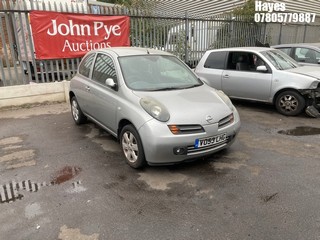 Location: Hayes - 2003 NISSAN MICRA SX 3 Door Hatchback REG: VO53LHG, Keys: No, MOT Expiry date: 01/09/2025, 1240 Petrol, 5 Speed Manual Petrol, Former Keepers: 5