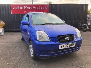 Location: Stapleford - 2007 KIA PICANTO LS 5 Door Hatchback REG: YX07DDN, Keys: No, MOT Expiry date: 18/05/2026, 1086 Petrol, 5 Speed Manual Petrol, Former Keepers: 4