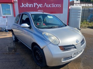 Location: Hull - 2003 NISSAN MICRA SE 3 Door Hatchback REG: PX53UKC, Keys: No, MOT Expiry date: 02/09/2025, 1240 Petrol, 5 Speed Manual Petrol, Former Keepers: 8