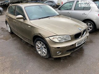Location: Hayes - 2007 BMW 120I SE AUTO 5 Door Hatchback REG: RV07UWR, Keys: No, MOT Expiry date: 16/01/2025, 1995 Petrol, 6 Speed Auto Petrol, Former Keepers: 7