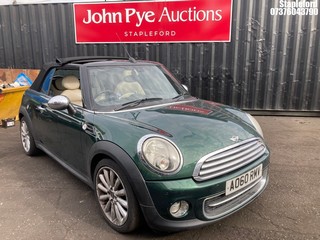 Location: Stapleford - 2010 MINI COOPER Convertible REG: AO60RMV, Keys: Yes, MOT Expiry date: 18/11/2025, 1598 Petrol, 6 Speed Manual Petrol, Former Keepers: 3