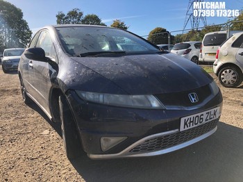 Location: Mitcham - 2006 HONDA CIVIC SPORT I-VTEC 5 Door Hatchback REG: KH06ZLK, Keys: No, MOT Expiry date: 10/06/2025, 1799 Petrol, 6 Speed Manual Petrol, Former Keepers: 10
