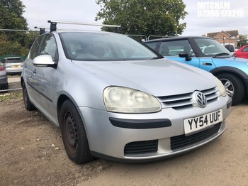Location: Mitcham - 2005 VOLKSWAGEN GOLF S 5 Door Hatchback REG: YY54UUF, Keys: No, MOT Expiry date: 17/02/2026, 1390 Petrol, 5 Speed Manual Petrol, Former Keepers: 4