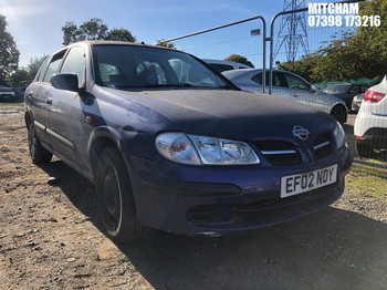 Location: Mitcham - 2002 NISSAN ALMERA E AUTO 5 Door Hatchback REG: EF02NDY, Keys: No, MOT Expiry date: 01/11/2024, 1769 Petrol, 4 Speed Auto Petrol, Former Keepers: 9