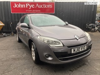 Location: Stapleford - 2010 RENAULT MEGANE PRIVILEGE TTOM DCI 5 Door Hatchback REG: MJ10VVD, Keys: Yes, MOT Expiry date: 15/07/2026, 1461 Diesel, 6 Speed Manual Diesel, Former Keepers: 8