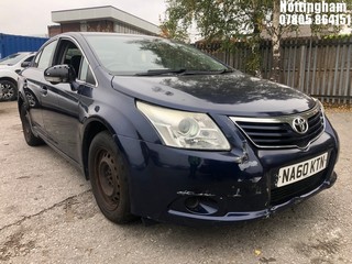 Location: Nottingham - 2010 TOYOTA AVENSIS T2 4 Door Saloon REG: NA60KTN, Keys: No, MOT Expiry date: 11/08/2025, 1598 Petrol, 6 Speed Manual Petrol, Former Keepers: 3