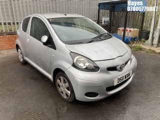 Location: Hayes - 2011 TOYOTA AYGO ICE VVT-I 3 Door Hatchback REG: DS11WXN, Keys: No, MOT Expiry date: 01/04/2026, 998 Petrol, 5 Speed Manual Petrol, Former Keepers: 5