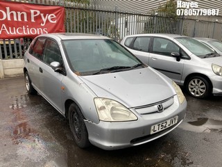 Location: Hayes - 2002 HONDA CIVIC SE AUTO 5 Door Hatchback REG: LT52JVY, Keys: No, MOT Expiry date: 26/12/2025, 1590 Petrol, 4 Speed Auto Petrol, Former Keepers: 3