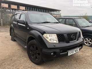 Location: Edinburgh - 2007 NISSAN PATHFINDER AVENTURA DCI Estate REG: SY07WSZ, Keys: No, MOT Expiry date: 06/12/2025, 2488 Diesel, 6 Speed Manual Diesel, Former Keepers: 5