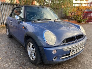 Location: Nottingham - 2006 MINI MINI ONE Convertible REG: BL55ZTH, Keys: No, MOT Expiry date: 30/03/2026, 1598 Petrol, 5 Speed Manual Petrol, Former Keepers: 4