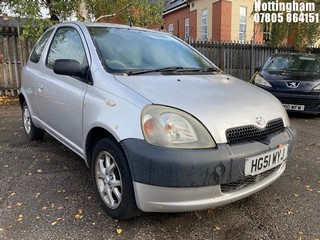 Location: Nottingham - 2001 TOYOTA YARIS GS 3 Door Hatchback REG: HG51WYJ, Keys: No, MOT Expiry date: 18/08/2025, 998 Petrol, 5 Speed Manual Petrol, Former Keepers: 6