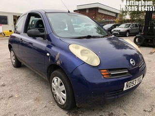 Location: Nottingham - 2003 NISSAN MICRA E 3 Door Hatchback REG: ND53YUL, Keys: No, MOT Expiry date: 25/06/2025, 998 Petrol, 5 Speed Manual Petrol, Former Keepers: 8