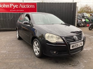 Location: Stapleford - 2009 VOLKSWAGEN POLO MATCH 60 5 Door Hatchback REG: MK59LFA, Keys: Yes, MOT Expiry date: 11/12/2025, 1198 Petrol, 5 Speed Manual Petrol, Former Keepers: 6