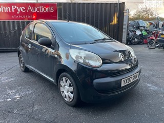 Location: Stapleford - 2007 CITROEN C1 VIBE 3 Door Hatchback REG: YX07SNN, Keys: Yes, MOT Expiry date: 12/05/2026, 998 Petrol, 5 Speed Manual Petrol, Former Keepers: 5