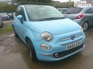 Location: Mitcham - 2016 FIAT 500 LOUNGE 3 Door Hatchback REG: RA65EFU, Keys: No, MOT Expiry date: 11/08/2026, 1242 Petrol, 5 Speed Manual Petrol, Former Keepers: 3