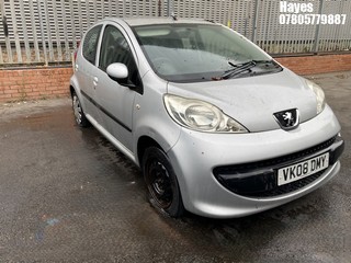 Location: Hayes - 2008 PEUGEOT 107 URBAN SEMI-AUTO 5 Door Hatchback REG: VK08DMY, Keys: No, MOT Expiry date: 12/07/2025, 998 Petrol, 5 Speed Semi Auto Petrol, Former Keepers: 7