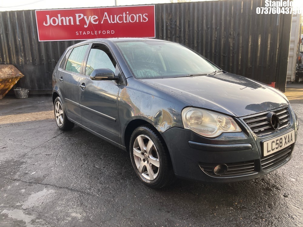 Location: Stapleford - 2008 VOLKSWAGEN POLO MATCH 80 5 Door Hatchback REG: LC58XAA, Keys: Yes, MOT Expiry date: 03/04/2026, 1390 Petrol, 5 Speed Manual Petrol, Former Keepers: 9