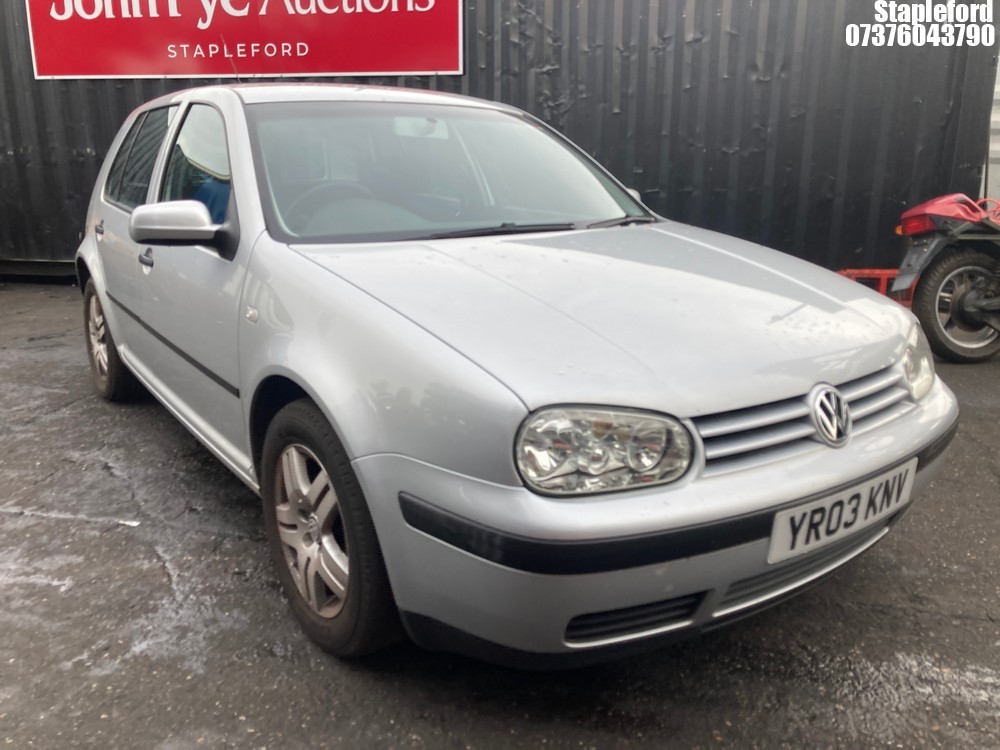 Location: Stapleford - 2003 VOLKSWAGEN GOLF MATCH 5 Door Hatchback REG: YR03KNV, Keys: Yes, MOT Expiry date: 18/11/2025, 1390 Petrol, 5 Speed Manual Petrol, Former Keepers: 4