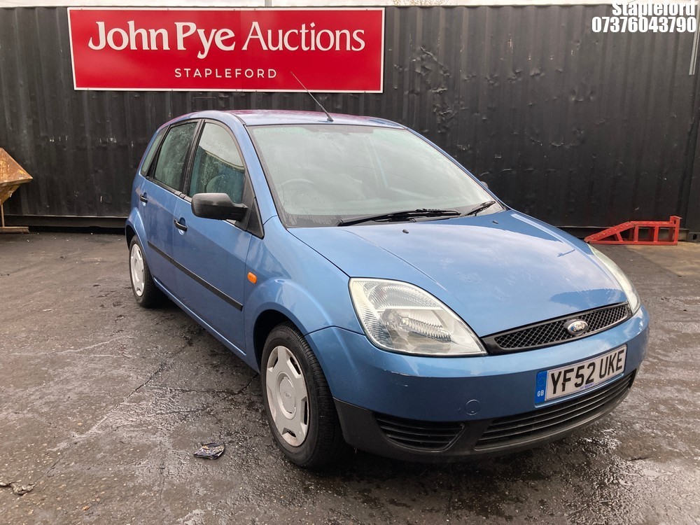 Location: Stapleford - 2003 FORD FIESTA FINESSE 5 Door Hatchback REG: YF52UKE, Keys: Yes, MOT Expiry date: 02/02/2026, 1299 Petrol, 5 Speed Manual Petrol, Former Keepers: 5