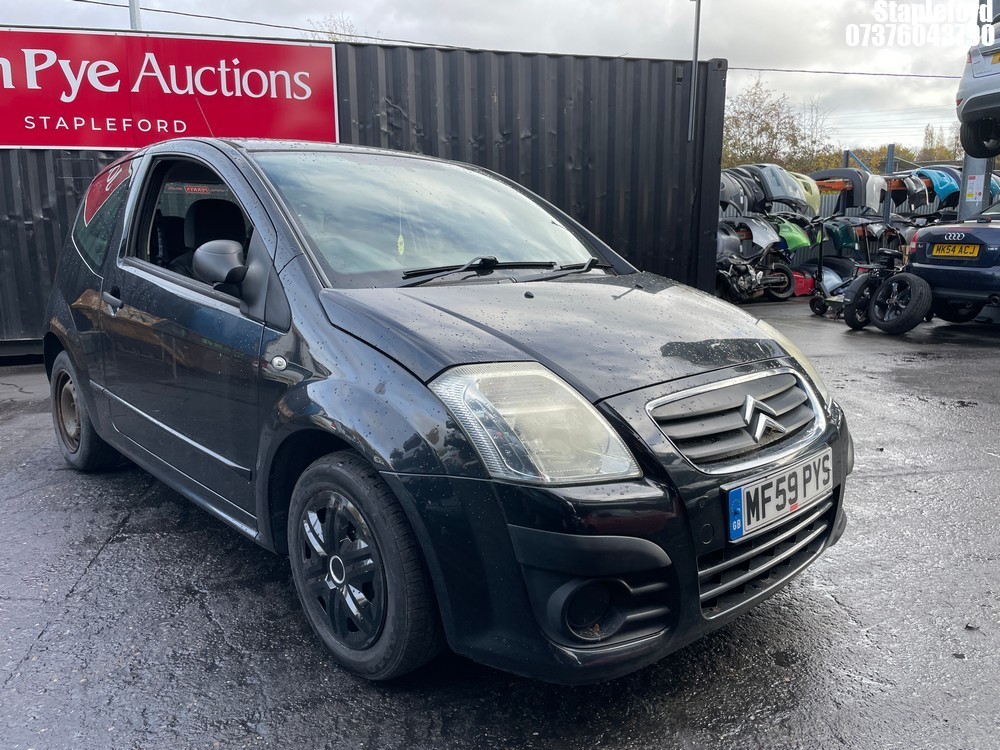 Location: Stapleford - 2009 CITROEN C2 VTR HDI 3 Door Hatchback REG: MF59PYS, Keys: Yes, MOT Expiry date: 22/08/2025, 1398 Diesel, 5 Speed Manual Diesel, Former Keepers: 7