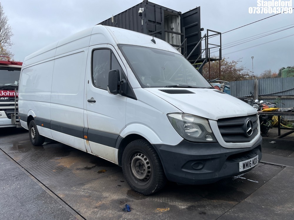 Location: Stapleford - 2016 MERCEDES-BENZ SPRINTER 313 CDI Panel Van REG: WM16MDX, Keys: No, MOT Expiry date: 02/04/2026, 2143 Diesel, 6 Speed Manual Diesel, Former Keepers: 4