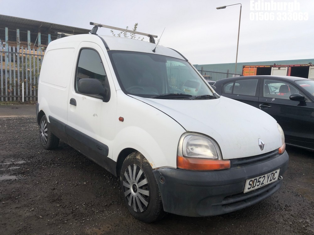 Location: Edinburgh - 2002 RENAULT KANGOO SL17DCI 70 Car Derived Van REG: SD52YDC, Keys: Yes, MOT Expiry date: 08/11/2022, 1461 Diesel, 5 Speed Manual Diesel, Former Keepers: 6