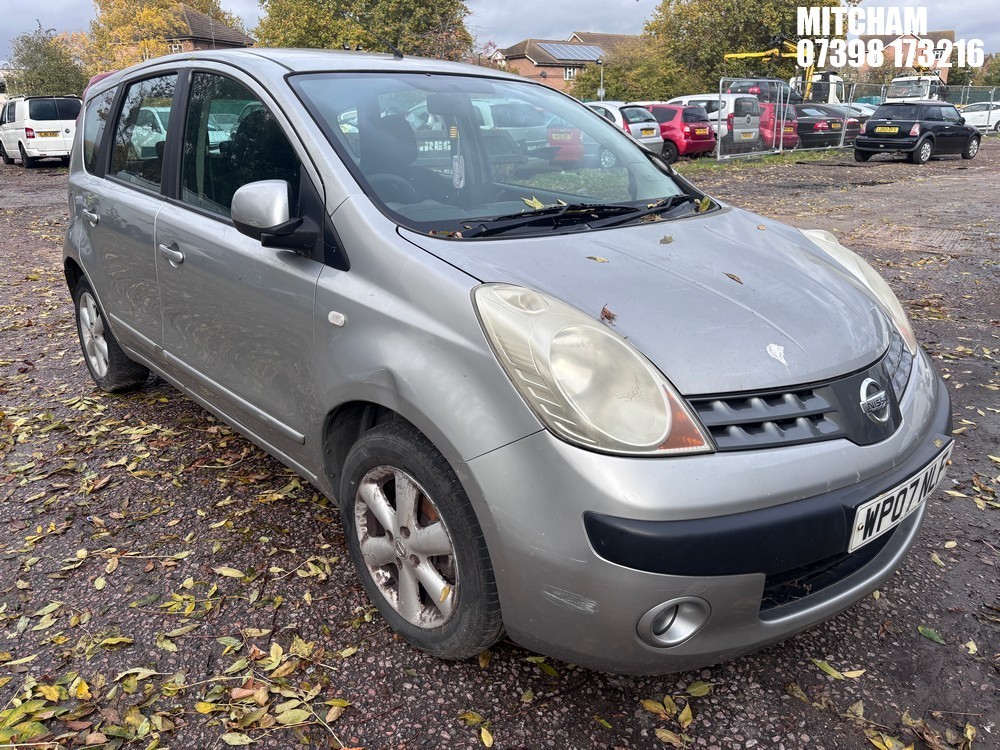 Location: Mitcham - 2007 NISSAN NOTE SE MPV REG: WP07NLF, Keys: No, MOT Expiry date: 07/04/2025, 1386 Petrol, 5 Speed Manual Petrol, Former Keepers: 6