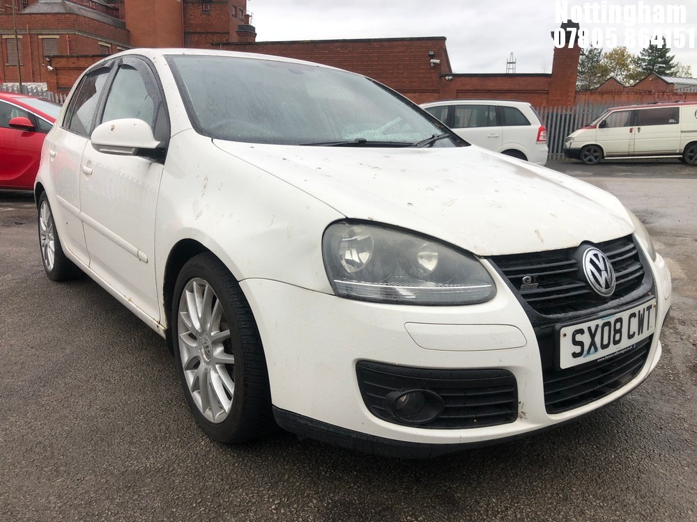 Location: Nottingham - 2008 VOLKSWAGEN GOLF GT TDI 140 5 Door Hatchback REG: SX08CWT, Keys: No, MOT Expiry date: 03/12/2025, 1968 Diesel, 6 Speed Manual Diesel, Former Keepers: 8