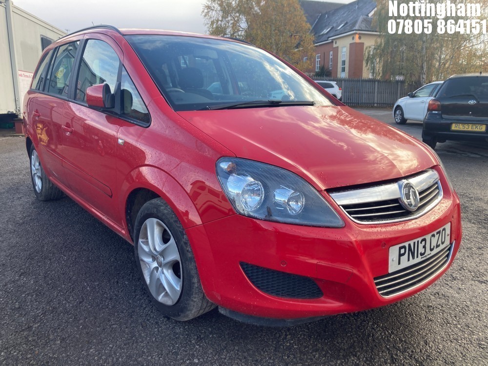 Location: Nottingham - 2013 VAUXHALL ZAFIRA EXCLUSIV MPV REG: PN13CZO, 1598cc PETROL, 5 SPEED MANUAL PETROL, Former Keepers: 2, Keys: No, MOT Expiry date: 17/06/2025