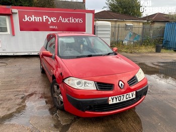 Location: Hull - 2007 RENAULT MEGANE EXTREME 16V 100 3 Door Hatchback REG: YY07CLV, Keys: No, MOT Expiry date: 29/04/2026, 1390 Petrol, 5 Speed Manual Petrol, Former Keepers: 10