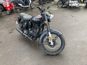 Location: Hayes - 2024 ROYAL ENFIELD CLASSIC 350 E5 Motorcycle REG: LB24WJX, Keys: No, MOT Expiry date: 15/05/2027, 349 Petrol, Manual, Former Keepers: 1