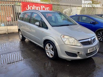 Location: Hayes - 2008 VAUXHALL ZAFIRA EXCLUSIV MPV REG: VU58UNE, Keys: No, MOT Expiry date: 26/04/2026, 1796 Petrol, 5 Speed Manual Petrol, Former Keepers: 6