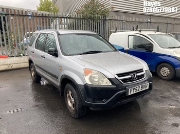 Location: Hayes - 2002 HONDA CR-V I-VTEC SE AUTO Estate REG: FY52BVH, Keys: No, MOT Expiry date: 20/11/2025, 1998 Petrol, 4 Speed Auto Petrol, Former Keepers: 2