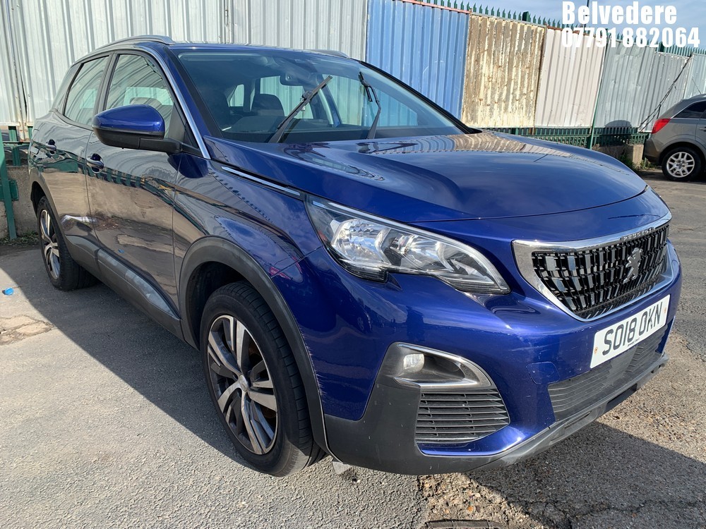 Location: BELVEDERE - 2018 PEUGEOT 3008 ACTIVE BLUEHDI S/S A 5 Door Hatchback REG: SO18OKN, 1500cc Diesel, 8 Speed Auto Diesel, Former Keepers: 3, Keys: No, MOT: Expiry date07.04.2026
