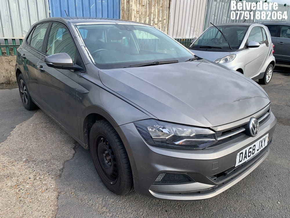 Location: BELVEDERE - 2018 VOLKSWAGEN POLO SE TSI 5 Door Hatchback REG: DA68JXY, 999cc Petrol, 5 Speed Manual Petrol, Former Keepers: 2, Keys: No, MOT: Expiry date09.03.2026