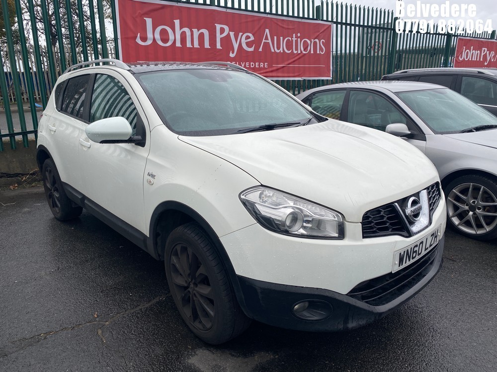 Location: Belvedere - 2010 NISSAN QASHQAI N-TEC 5 Door Hatchback REG: WN60LZH, Keys: No, MOT Expiry date: 19/02/2026, 1598 Petrol, 6 Speed Manual Petrol, Former Keepers: 11