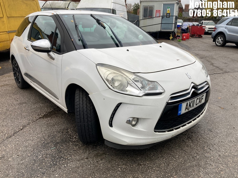 Location: Nottingham - 2011 CITROEN DS3 BLACK & WHITE HDI 90 3 Door Hatchback REG: AK11CXF, Keys: No, MOT Expiry date: 04/08/2025, 1560 Diesel, 5 Speed Manual Diesel, Former Keepers: 7
