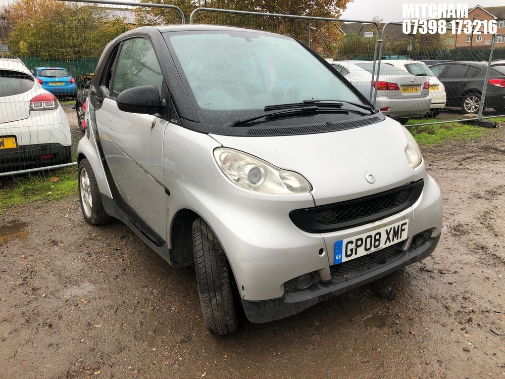 Location: Mitcham - 2008 SMART FORTWO PULSE 71 AUTO Coupe REG: GP08XMF, Keys: No, MOT Expiry date: 31/01/2020, 999 Petrol, 5 Speed Auto Petrol, Former Keepers: 4