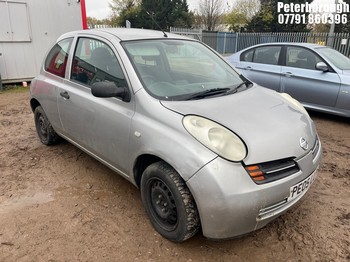 Location: Peterborough - 2005 NISSAN MICRA S 3 Door Hatchback REG: PE05LLP, Keys: No, MOT Expiry date: 20/03/2025, 1240 Petrol, 5 Speed Manual Petrol, Former Keepers: 6