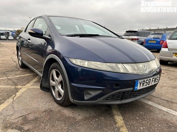 Location: Brentwood - 2008 HONDA CIVIC SE I-VTEC S-A 5 Door Hatchback REG: YR58FWS, Keys: No, MOT Expiry date: 09/07/2025, 1799 Petrol, 6 Speed Semi Auto Petrol, Former Keepers: 11