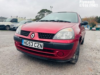 Location: Plymouth - 2003 RENAULT CLIO EXPRESSION 16V 5 Door Hatchback REG: HG53CZN, Keys: No, MOT Expiry date: 28/11/2025, 1149 Petrol, 5 Speed Manual Petrol, Former Keepers: 3