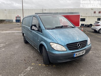 Location: South Wales - 2006 MERCEDES VITO 111 CDI LONG PANEL VAN REG: WU06NPE, 2148cc DIESEL, 6 SPEED MANUAL DIESEL, Former Keepers: 5, Keys: Yes, MOT Expiry date: 08/04/2026