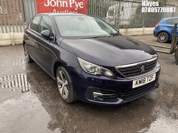 Location: Hayes - 2018 PEUGEOT 308 ALLURE S/S 5 Door Hatchback REG: KM18TZF, Keys: No, MOT Expiry date: 29/04/2025, 1200 Petrol, 6 Speed Manual Petrol, Former Keepers: 2