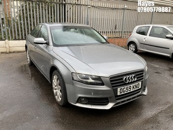 Location: Hayes - 2009 AUDI A4 SE TDI CVT 4 Door Saloon REG: DG59KND, Keys: No, MOT Expiry date: 29/09/2024, 1968 Diesel, Variable 1 Speed Auto Diesel, Former Keepers: 6