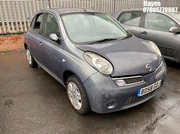 Location: Hayes - 2008 NISSAN MICRA ACENTA 5 Door Hatchback REG: BD58GOJ, Keys: No, MOT Expiry date: 19/10/2024, 1240 Petrol, 5 Speed Manual Petrol, Former Keepers: 5
