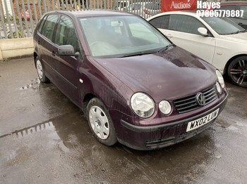 Location: Hayes - 2002 VOLKSWAGEN POLO S 5 Door Hatchback REG: WX02LUW, Keys: No, MOT Expiry date: 03/07/2024, 1198 Petrol, 5 Speed Manual Petrol, Former Keepers: 4