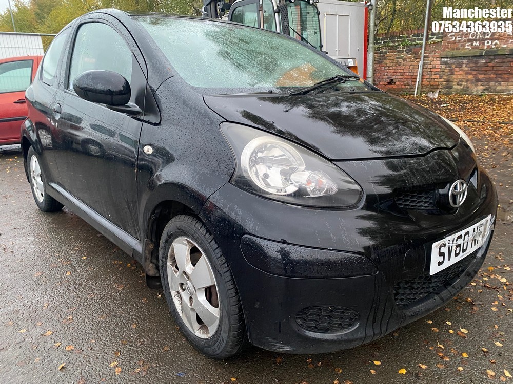 Location: Manchester - 2010 TOYOTA AYGO BLACK VVT-I 3 Door Hatchback REG: SV60NFZ, 998cc Petrol, 5 Speed Manual Petrol, Former Keepers: 7, Keys: No, MOT Expiry date: 22/09/2025