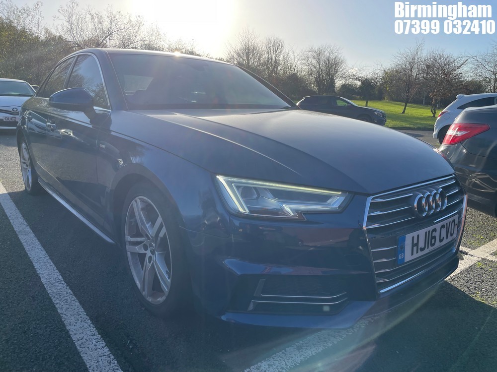 Location: Birmingham - 2016 AUDI A4 S LINE TDI S-A 4 DOOR SALOON REG: HJ16CVO, 1968CC DIESEL, 7 SPEED S-AUTO DIESEL, Former Keepers: 6, Keys: Yes, MOT Expiry date: 03/11/2025