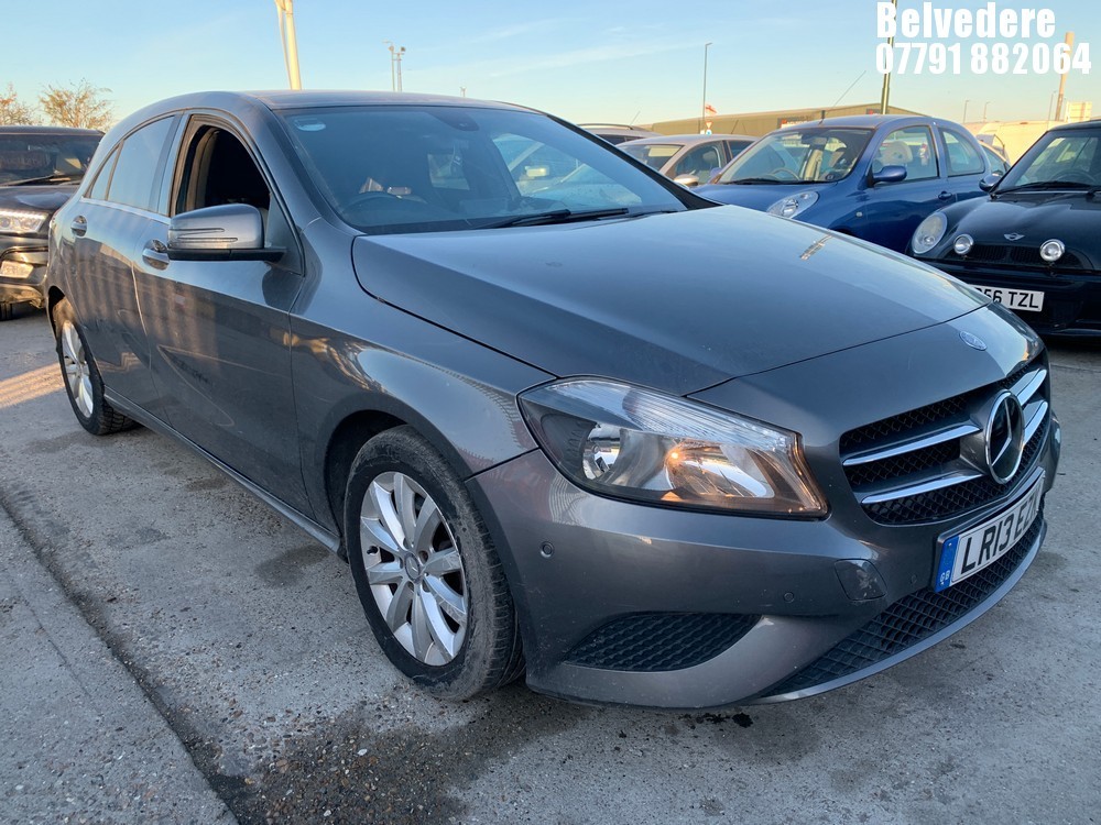 Location: Belvedere - 2013 MERCEDES-BENZ A180 BLUEEFFICIENCY SE 5 DOOR HATCHBACK REG: LR13EZK, 1595cc PETROL, 6 SPEED MANUAL PETROL, Former Keepers: 2, Keys: Yes, MOT Expiry date: 22.11.2025